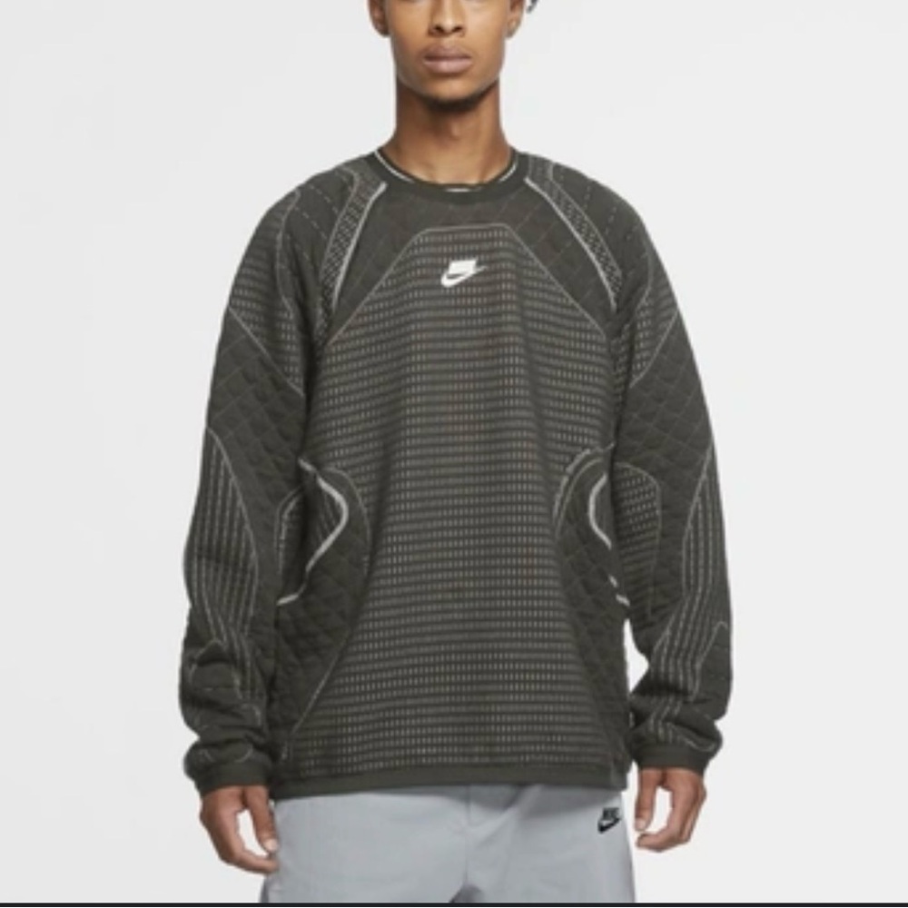 Nike Thermal Sensitivity Map Crew Sweatshirt Olive Quilted Men’s XXL